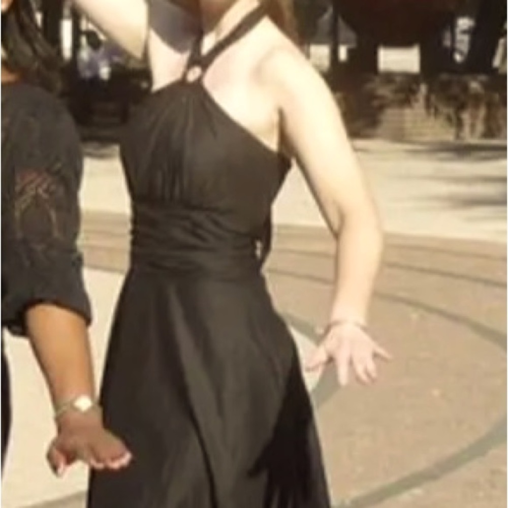 WHBM size 0 black ring detail halter dress